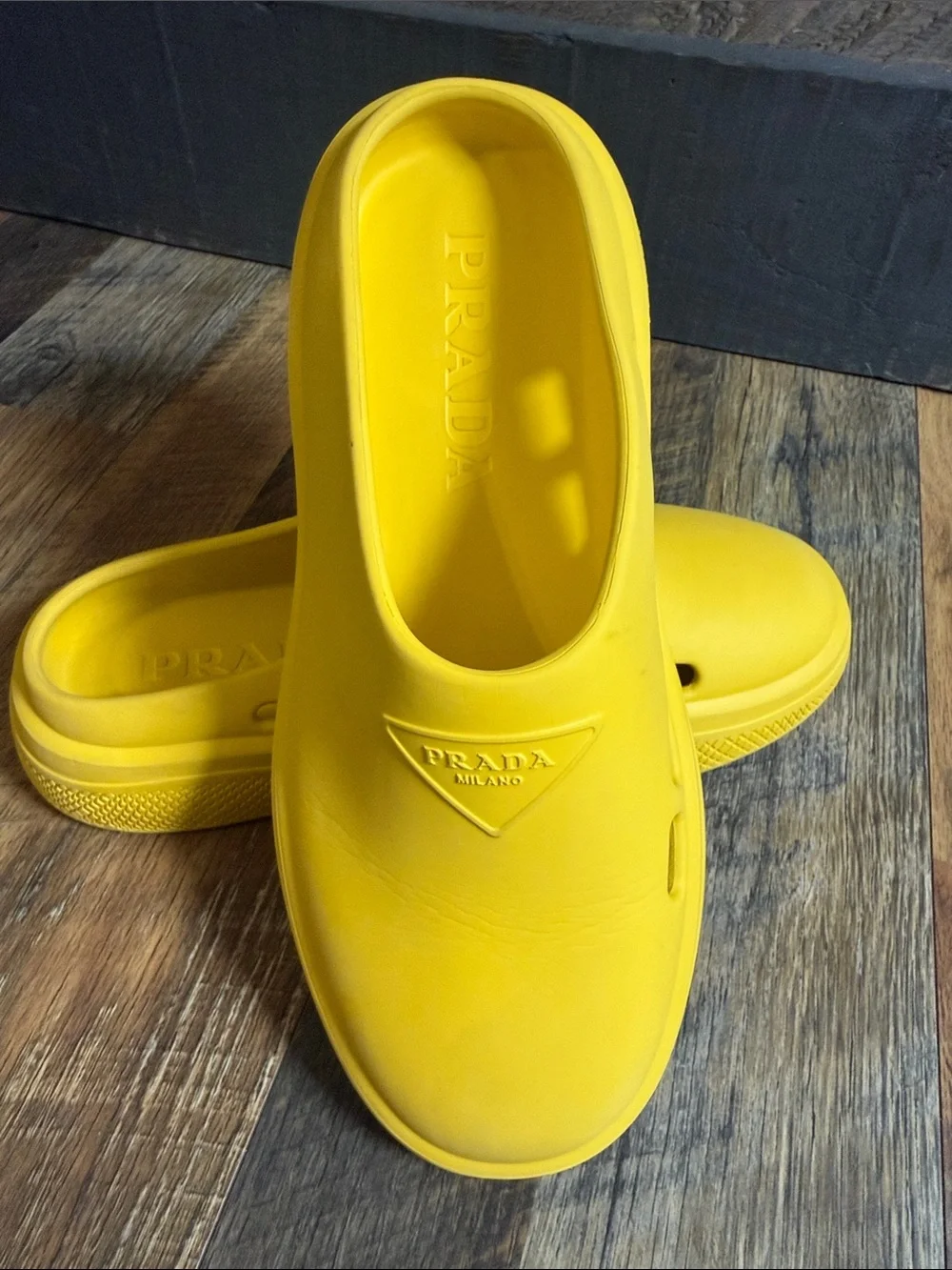 ✨ Prada Yellow Foam Rubber Mules Clogs Sabots Size 41 (US Men's 8 / Women's 10)